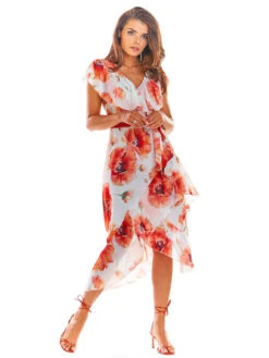 Kleid In Weiß/ Rot -Modebekleidungs Geschäft awama kleid in weiss rot 3