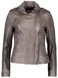 Lederjacke "Comica" In Taupe -Modebekleidungs Geschäft caminari lederjacke comica in taupe 2