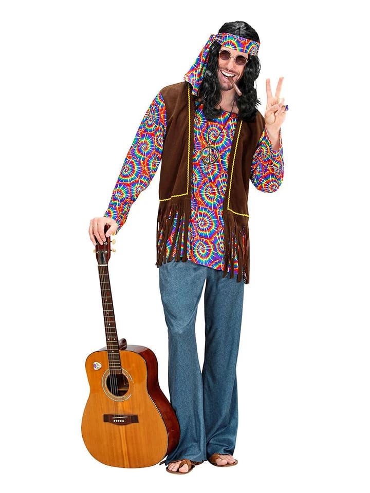 4tlg. Kostüm "Psychodelic hippie" in Bunt/ Braun 4tlg. Kostüm "Psychodelic Hippie" In Bunt/ Braun -Modebekleidungs Geschäft carnival party 4tlg kostum psychodelic hippie in bunt braun 1