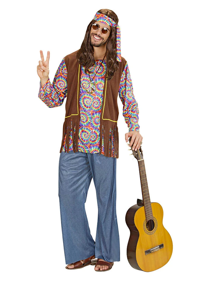 4tlg. Kostüm "Psychodelic hippie" in Bunt/ Braun 4tlg. Kostüm "Psychodelic Hippie" In Bunt/ Braun -Modebekleidungs Geschäft carnival party 4tlg kostum psychodelic hippie in bunt braun