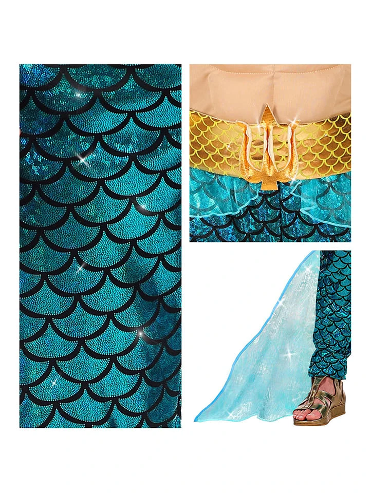 6tlg. Kostüm "Poseidon" in Beige/ Türkis 6tlg. Kostüm "Poseidon" In Beige/ Türkis -Modebekleidungs Geschäft carnival party 6tlg kostum poseidon in beige turkis 3