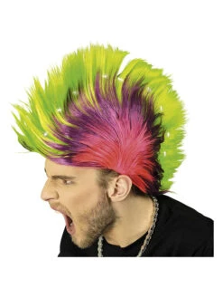 Perücke "Punk" In Pink/ Grün