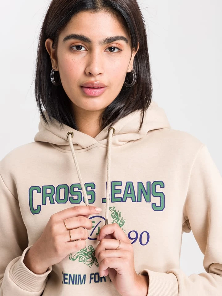 Hoodie in Beige Hoodie In Beige -Modebekleidungs Geschäft cross jeans hoodie in beige 4