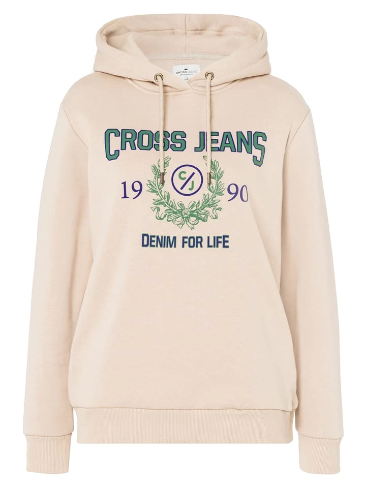 Hoodie in Beige Hoodie In Beige -Modebekleidungs Geschäft cross jeans hoodie in beige