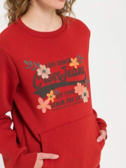 Sweatshirt In Rot -Modebekleidungs Geschäft cross jeans sweatshirt in rot 4