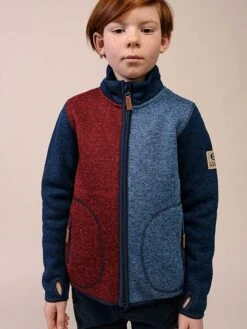 Fleecejacke "Mossa" In Dunkelblau/ Blau/ Bordeaux