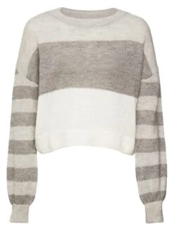 ESPRIT Pullover In Grau/ Weiß