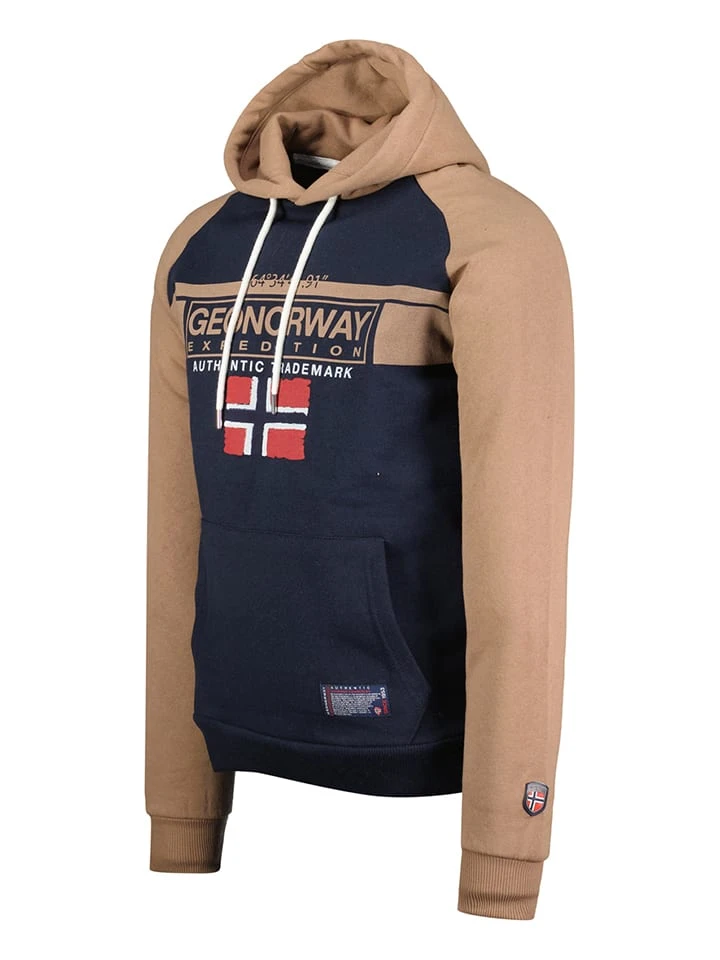 Hoodie in Dunkelblau/ Beige GEOGRAPHICAL NORWAY Hoodie In Dunkelblau/ Beige -Modebekleidungs Geschäft geographical norway hoodie in dunkelblau beige 1
