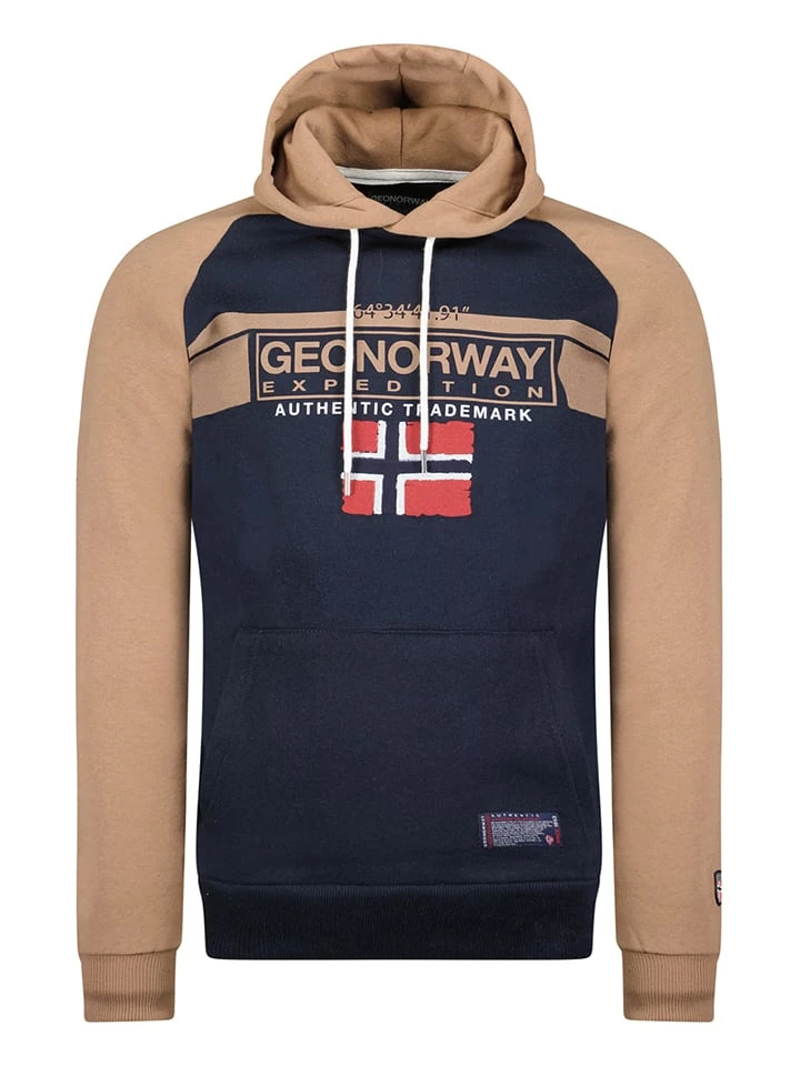 Hoodie in Dunkelblau/ Beige GEOGRAPHICAL NORWAY Hoodie In Dunkelblau/ Beige -Modebekleidungs Geschäft geographical norway hoodie in dunkelblau beige