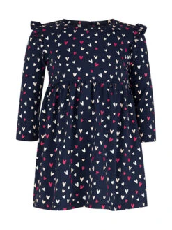 Kleid In Dunkelblau/ Bunt