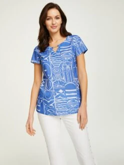 Heine Bluse In Hellblau/ Creme