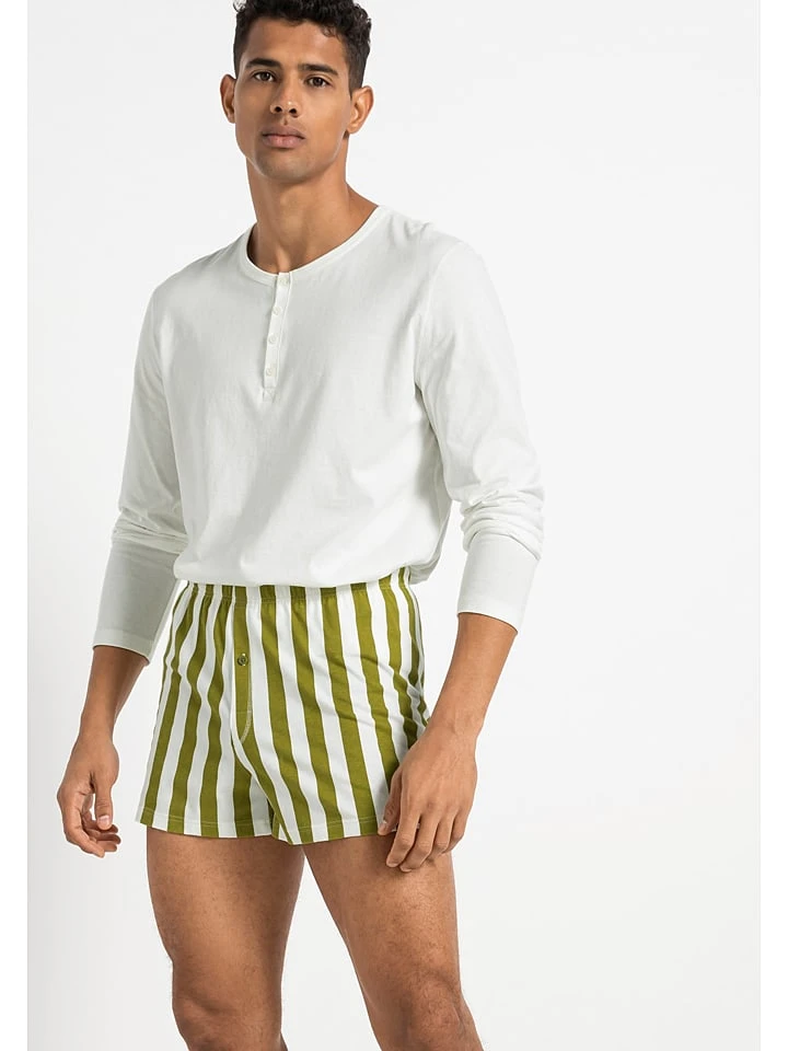 Boxershorts in Oliv/ Weiß Boxershorts In Oliv/ Weiß -Modebekleidungs Geschäft hessnatur boxershorts in oliv weiss 1