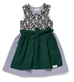 Kinderkleid "MY DIRNDL HEIDI" Mit Gänsemuster In Dunkelblau Kariert/Grün