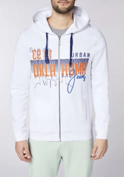 Sweatjacke In Weiß -Modebekleidungs Geschäft oklahoma jeans sweatjacke in weiss 4