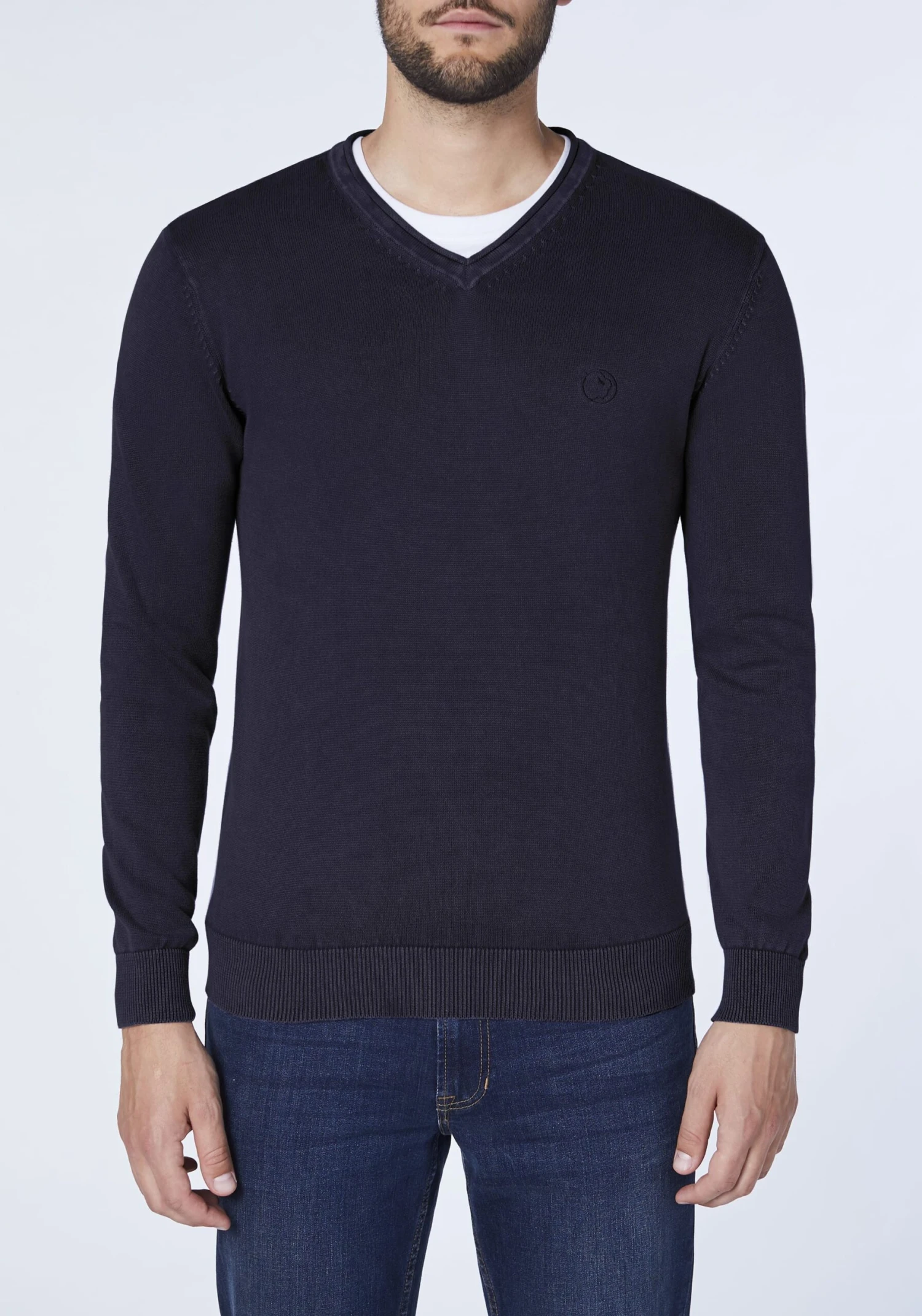 Strickpullover in Blau Strickpullover In Blau -Modebekleidungs Geschäft oklahoma premium denim strickpullover in blau 4 scaled