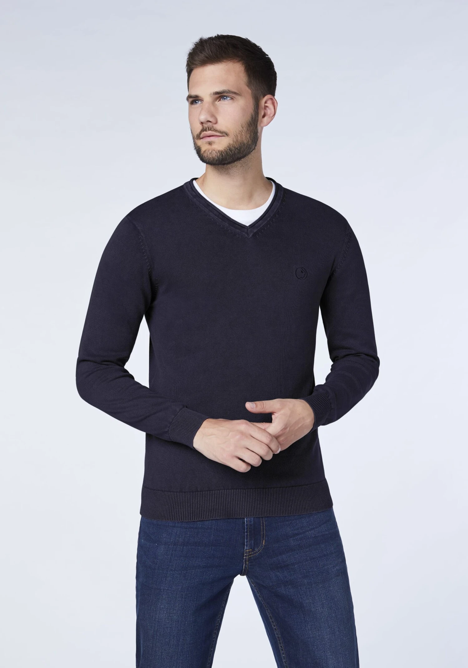 Strickpullover in Blau Strickpullover In Blau -Modebekleidungs Geschäft oklahoma premium denim strickpullover in blau scaled