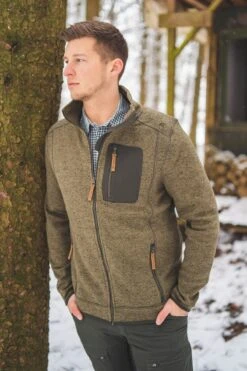 Strickfleecejacke Nucku In Oliv -Modebekleidungs Geschäft os trachten strickfleecejacke nucku in oliv 2