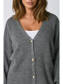 Cardigan "Seoul" In Grau -Modebekleidungs Geschäft plus size company cardigan seoul in grau 3