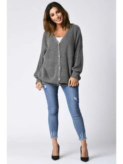 Cardigan "Seoul" In Grau -Modebekleidungs Geschäft plus size company cardigan seoul in grau 4