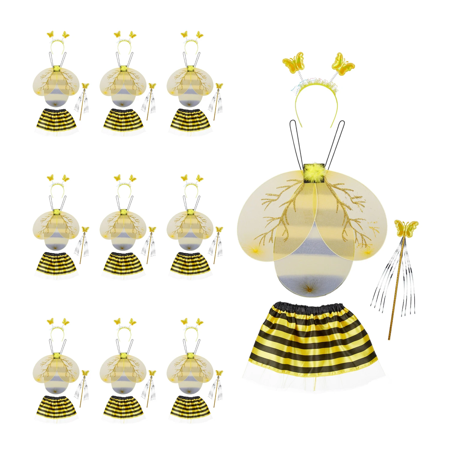 10x Bienenkostüm in Schwarz/ Gelb 10x Bienenkostüm In Schwarz/ Gelb -Modebekleidungs Geschäft relaxdays 10x bienenkostum in schwarz gelb