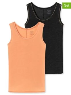 Schiesser 2er-Set: Hemdchen In Orange/ Anthrazit