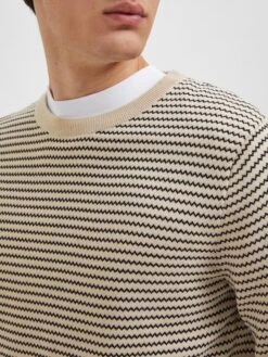Selected Homme Pullover "Robin" In Beige/ Schwarz -Modebekleidungs Geschäft selected homme pullover robin in beige schwarz 5