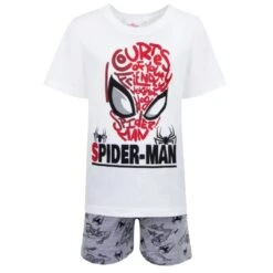 Spiderman Schlafanzug Kurz Spider-Man In Weiß-Grau