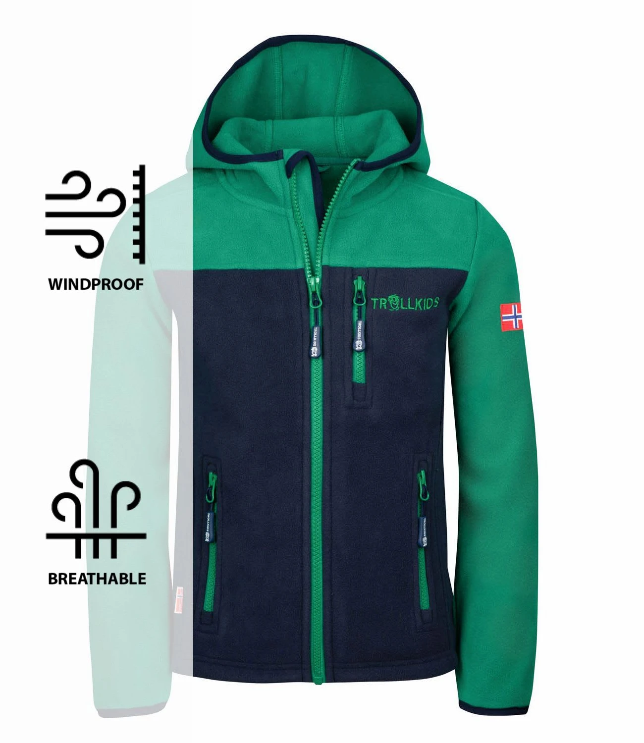 Fleece-Jacke mit Kapuze "Stavanger" in Pfeffergrün/Marineblau TROLLKIDS Fleece-Jacke Mit Kapuze "Stavanger" In Pfeffergrün/Marineblau -Modebekleidungs Geschäft trollkids fleece jacke mit kapuze stavanger in pfeffergrun marineblau 2