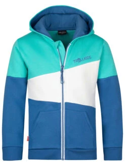 TROLLKIDS Sweatjacke "Alesund" In Türkis/ Weiß/ Blau