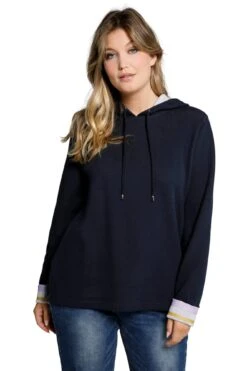 Ulla Popken Doubleface-Sweatshirt Kapuze Hoodie In Schwarz