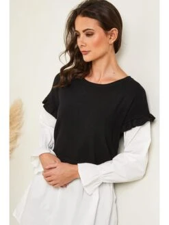 Pullover In Schwarz/ Weiß -Modebekleidungs Geschäft unanyme georges rech pullover in schwarz weiss 3