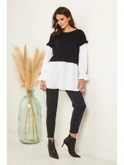 Pullover In Schwarz/ Weiß -Modebekleidungs Geschäft unanyme georges rech pullover in schwarz weiss 4