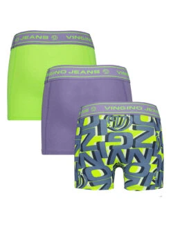 Vingino 3er-Set: Boxershorts "Fresh Text" In Gelb/ Grau -Modebekleidungs Geschäft vingino 3er set boxershorts fresh text in gelb grau 1