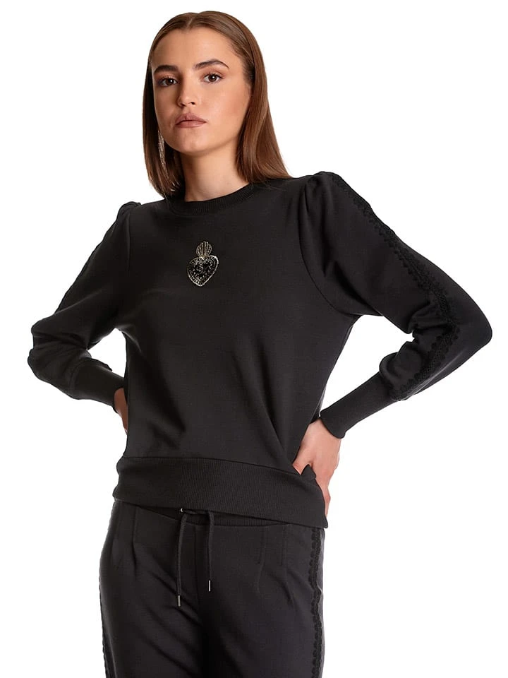 Sweatshirt "Holy Heart" in Schwarz Sweatshirt "Holy Heart" In Schwarz -Modebekleidungs Geschäft vive maria sweatshirt holy heart in schwarz