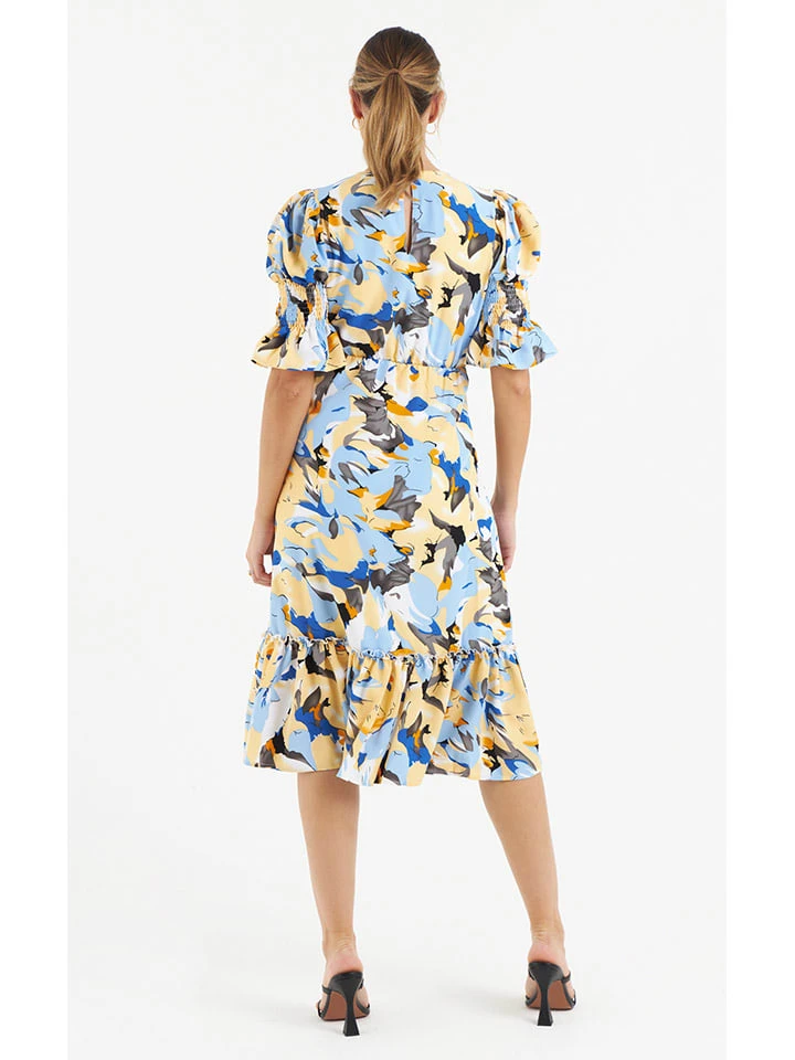 Kleid in Gelb/ Blau/ Bunt Kleid In Gelb/ Blau/ Bunt -Modebekleidungs Geschäft zibi london kleid in gelb blau bunt 1